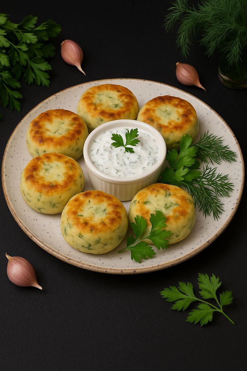 Syrnyky with Garlic and Herbs:
